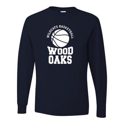 Basketball Bounce ~ Long Sleeve 50/50 T-Shirt ~ Wood Oaks Athletics