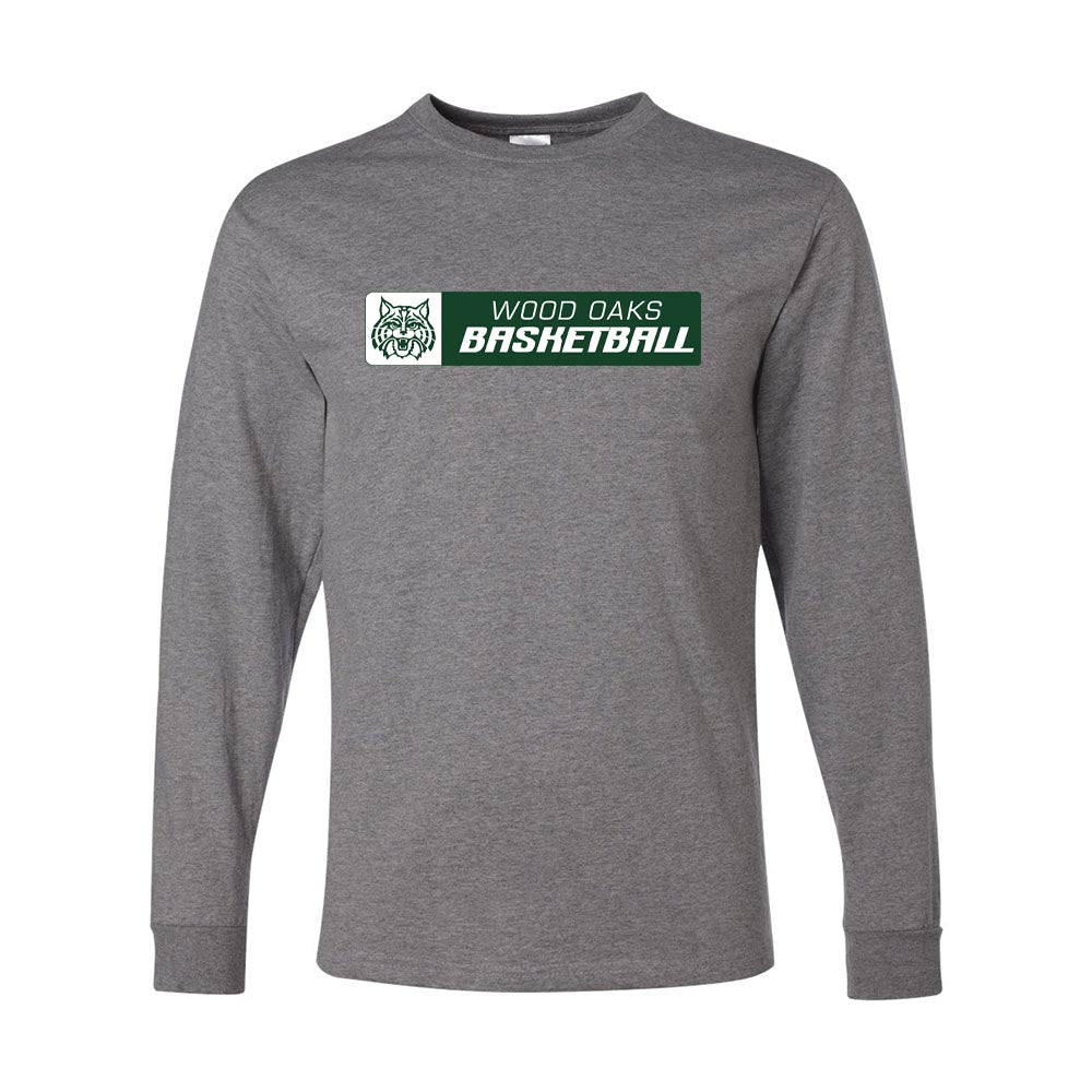 BASKETBALL HORIZONTAL LONG SLEEVE DRIPOWER TEE ~ WOOD OAKS ATHLETICS ~ youth and adult ~ classic fit