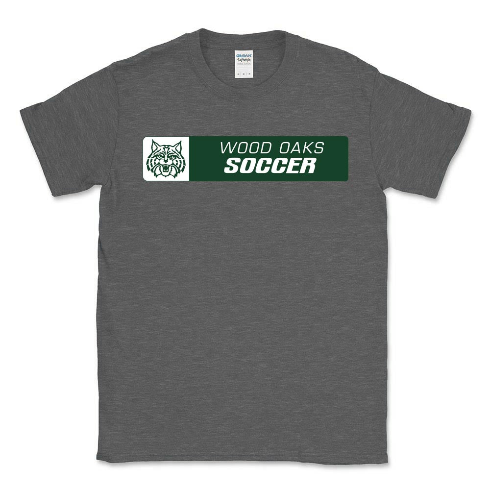 SOCCER HORIZONTAL SOFTSTYLE TEE ~ WOOD OAKS ATHLETICS ~ youth & adult ~ classic unisex fit