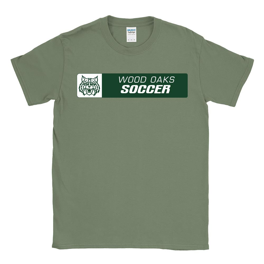 SOCCER HORIZONTAL SOFTSTYLE TEE ~ WOOD OAKS ATHLETICS ~ youth & adult ~ classic unisex fit