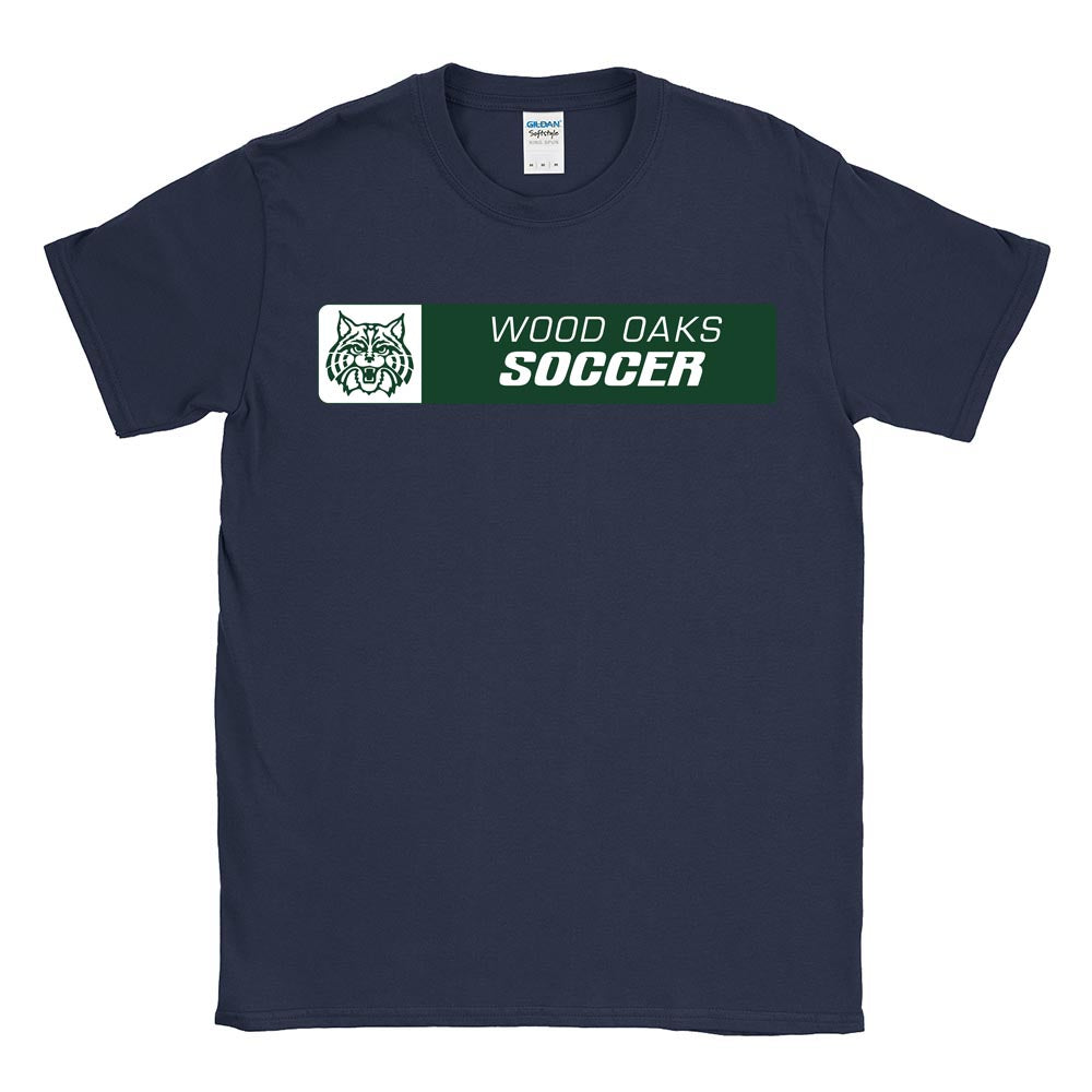 SOCCER HORIZONTAL SOFTSTYLE TEE ~ WOOD OAKS ATHLETICS ~ youth & adult ~ classic unisex fit