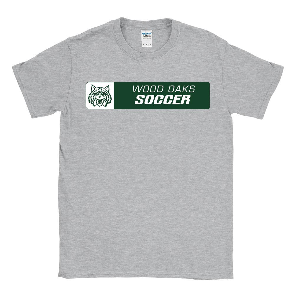 SOCCER HORIZONTAL SOFTSTYLE TEE ~ WOOD OAKS ATHLETICS ~ youth & adult ~ classic unisex fit