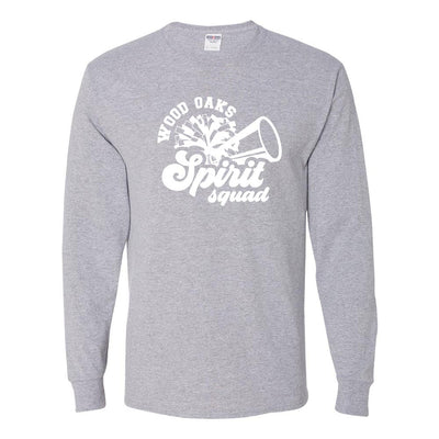 Spirit Squad Script ~ Long Sleeve Dripower T-Shirt ~ Wood Oaks Athletics