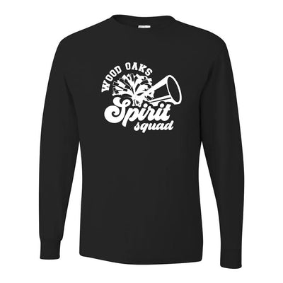 Spirit Squad Script ~ Long Sleeve 50/50 T-Shirt ~ Wood Oaks Athletics
