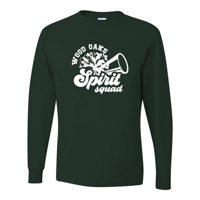 Spirit Squad Script ~ Long Sleeve Dripower T-Shirt ~ Wood Oaks Athletics