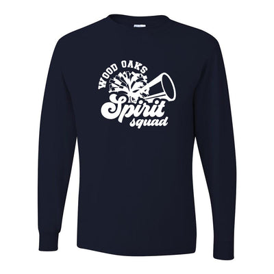 Spirit Squad Script ~ Long Sleeve 50/50 T-Shirt ~ Wood Oaks Athletics