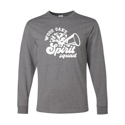 Spirit Squad Script ~ Long Sleeve 50/50 T-Shirt ~ Wood Oaks Athletics
