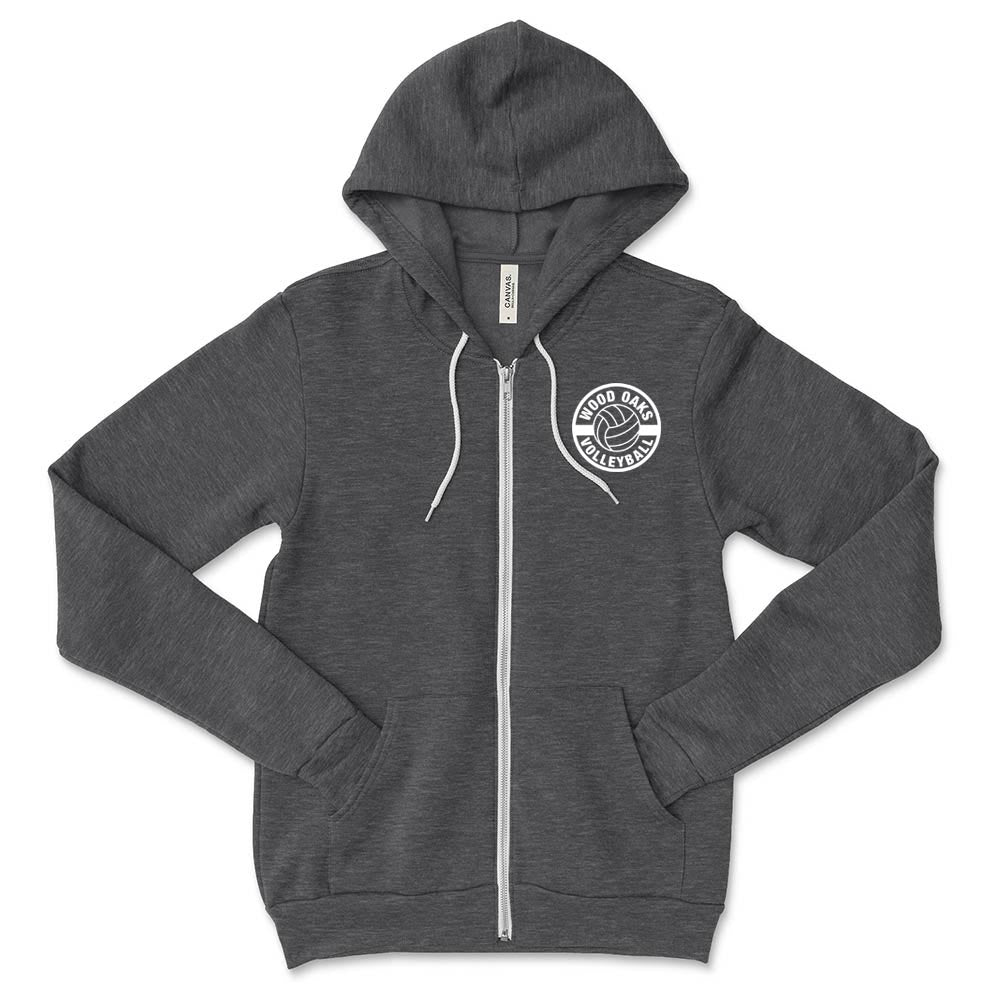 VOLLEYBALL ZIP HOODIE ~ WOOD OAKS ATHLETICS ~ youth & adult ~  classic unisex fit