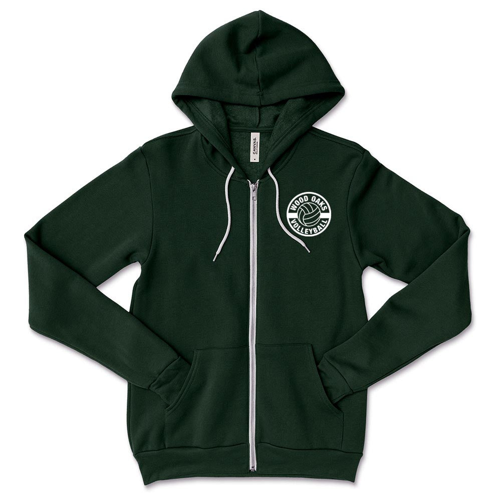 VOLLEYBALL ZIP HOODIE ~ WOOD OAKS ATHLETICS ~ youth & adult ~  classic unisex fit