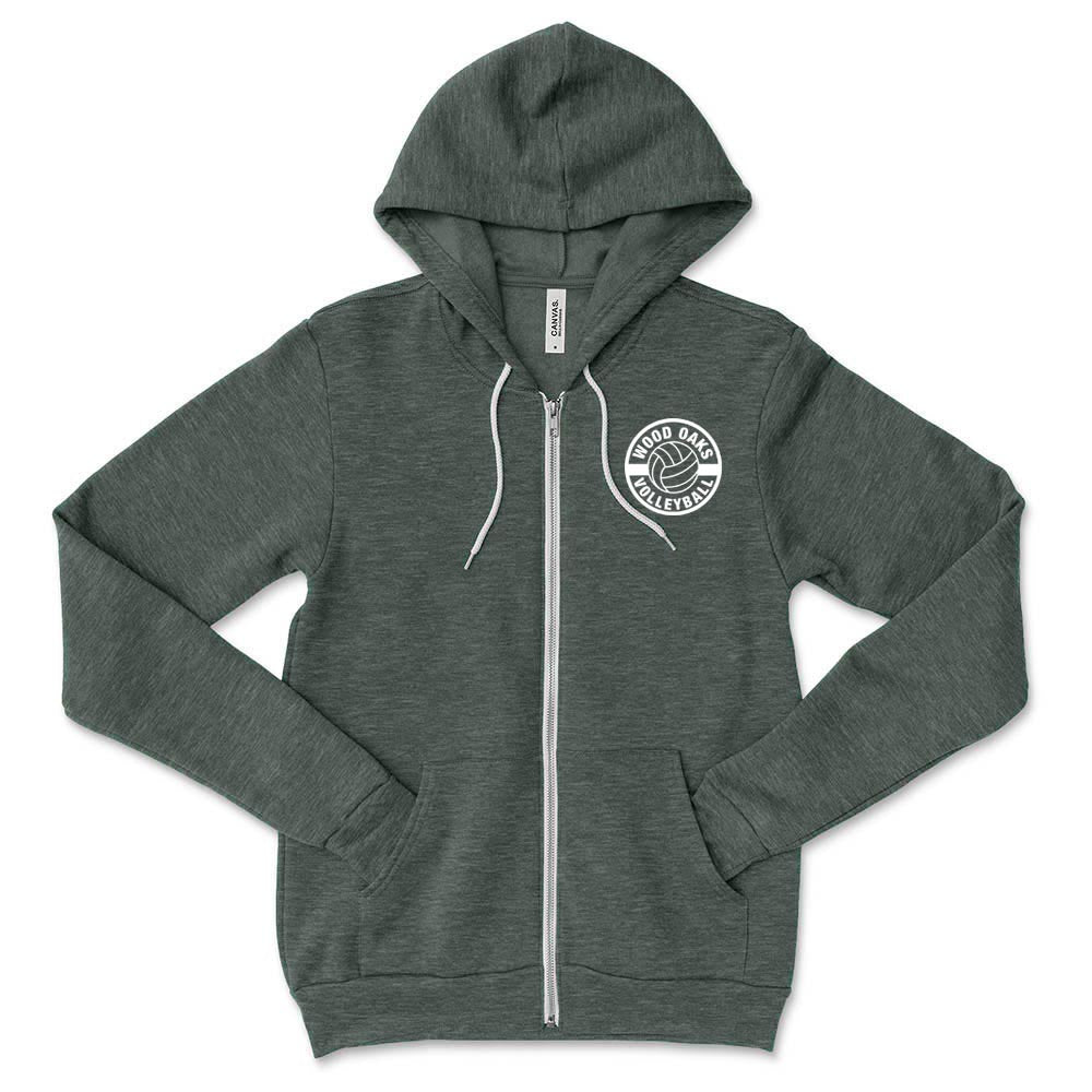 VOLLEYBALL ZIP HOODIE ~ WOOD OAKS ATHLETICS ~ youth & adult ~  classic unisex fit