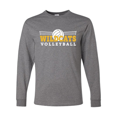 Wildcats Volleyball Net ~ Long Sleeve 50/50 T-Shirt ~ Wood Oaks Athletics