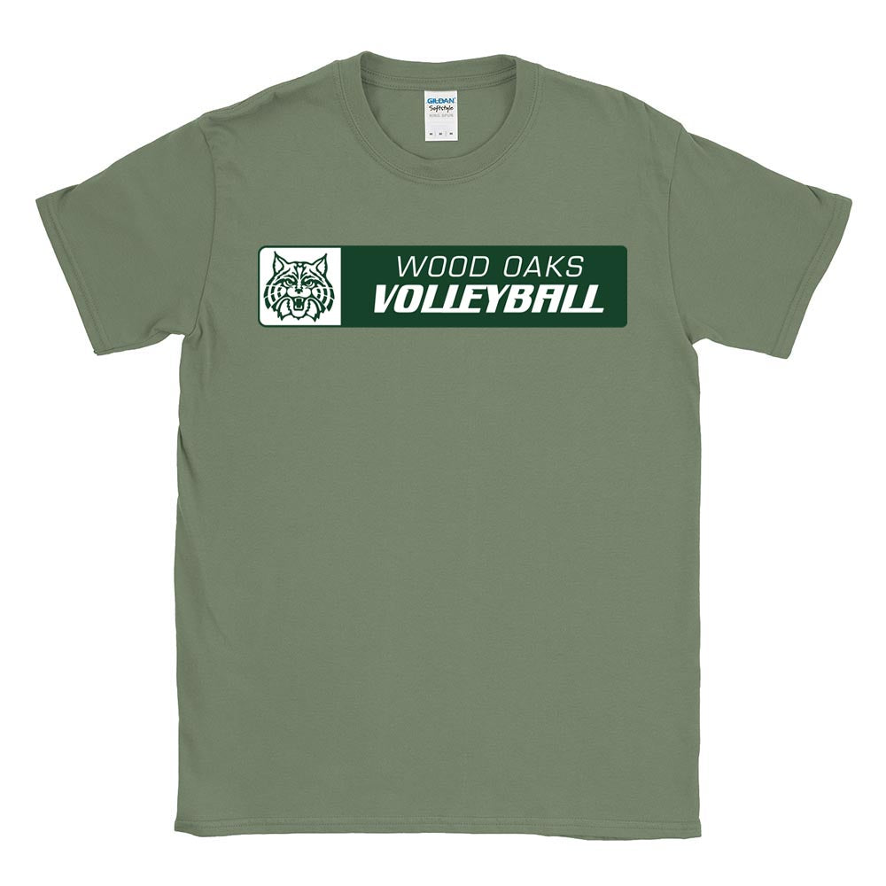 VOLLEYBALL HORIZONTAL SOFTSTYLE TEE ~ WOOD OAKS ATHLETICS ~ youth & adult ~ classic unisex fit