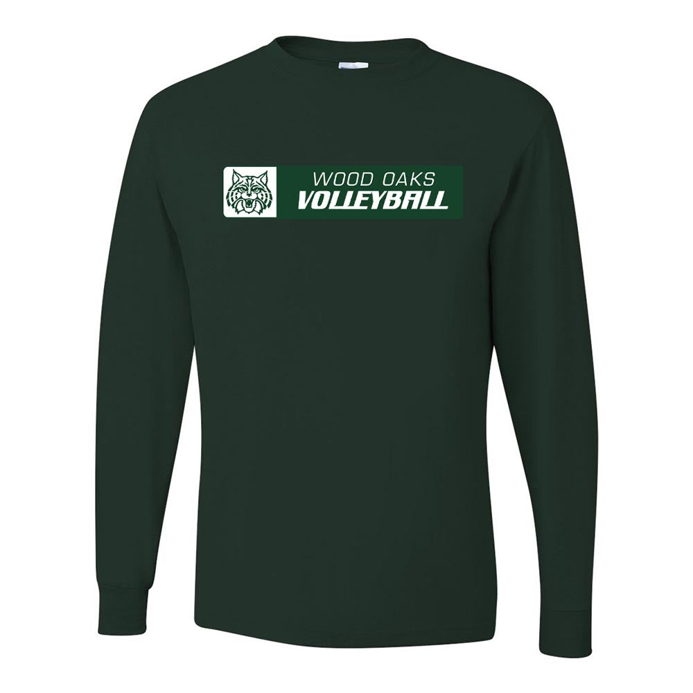 VOLLEYBALL HORIZONTAL LONG SLEEVE DRIPOWER TEE ~ WOOD OAKS ATHLETICS ~ youth & adult ~ classic fit