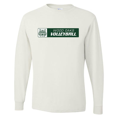Volleyball Banner ~ Long Sleeve Dripower T-Shirt ~ Wood Oaks Athletics
