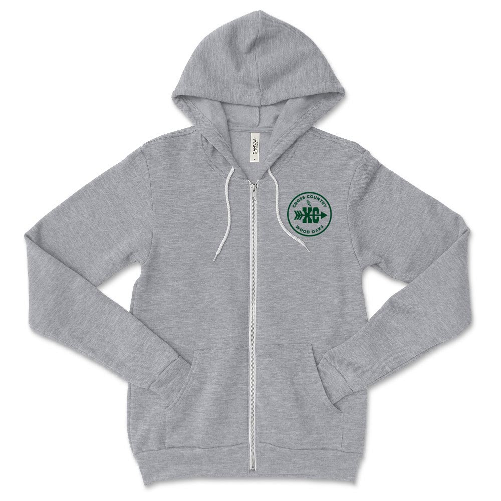 CROSS COUNTRY UNISEX ZIP HOODIE ~ WOOD OAKS ATHLETICS ~ youth and adult ~  classic fit