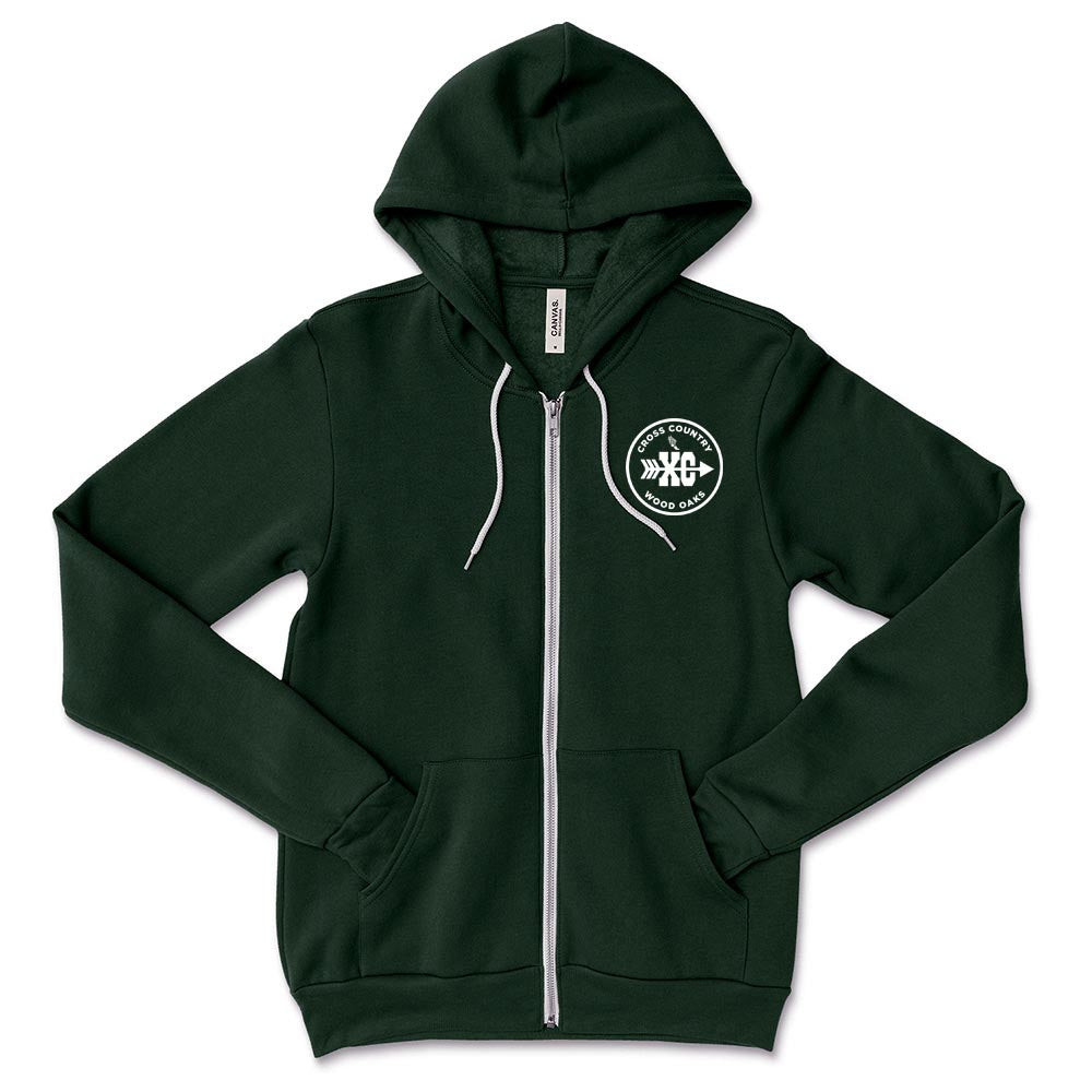 CROSS COUNTRY ZIP HOODIE ~ WOOD OAKS ATHLETICS ~ youth & adult ~  classic unisex fit