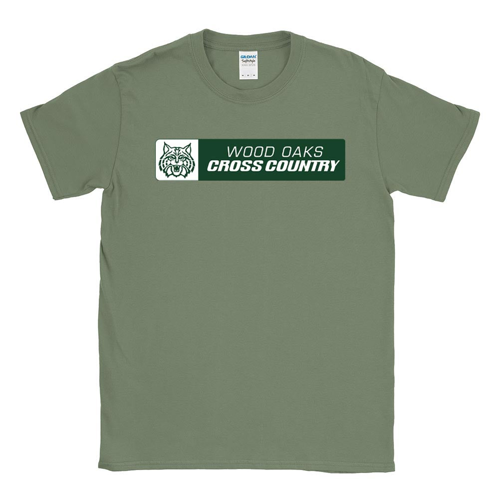 CROSS COUNTRY HORIZONTAL SOFTSTYLE TEE ~ WOOD OAKS ATHLETICS ~ youth & adult ~ classic unisex fit