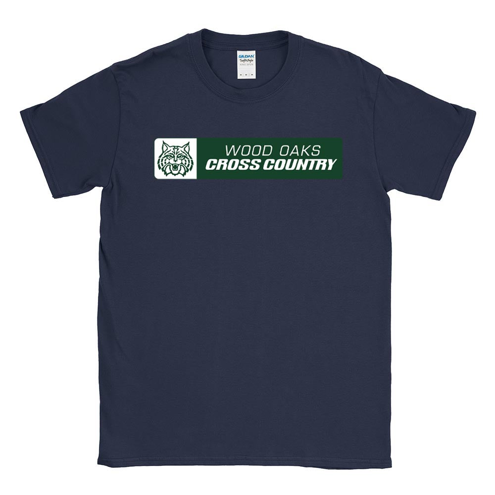 CROSS COUNTRY HORIZONTAL SOFTSTYLE TEE ~ WOOD OAKS ATHLETICS ~ youth & adult ~ classic unisex fit