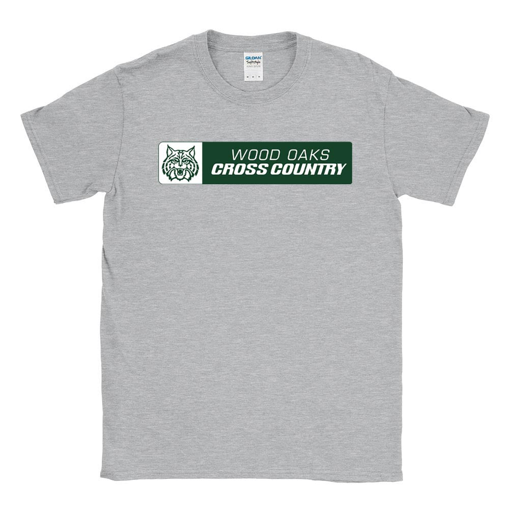 CROSS COUNTRY HORIZONTAL SOFTSTYLE TEE ~ WOOD OAKS ATHLETICS ~ youth & adult ~ classic unisex fit