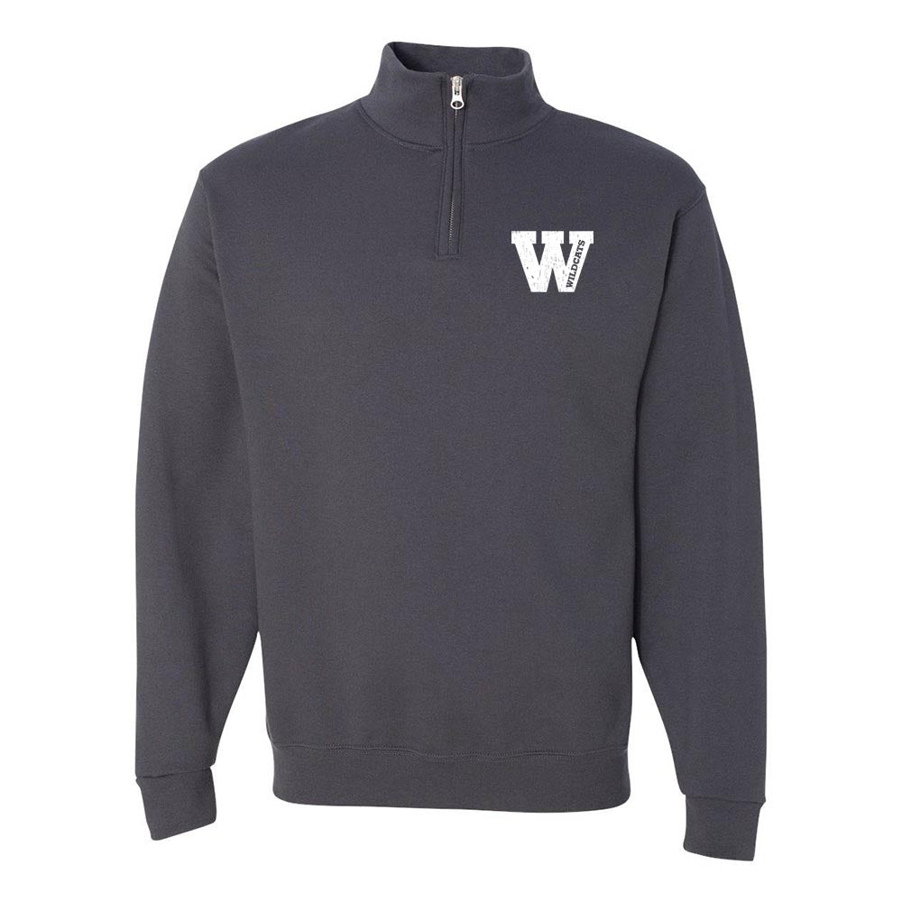 Wildcats W  ~ Quarter Zip Sweatshirt ~ Wood Oaks Junior High