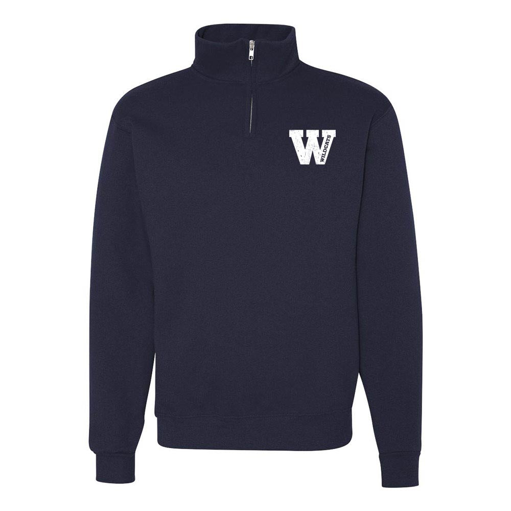 Wildcats W  ~ Quarter Zip Sweatshirt ~ Wood Oaks Junior High