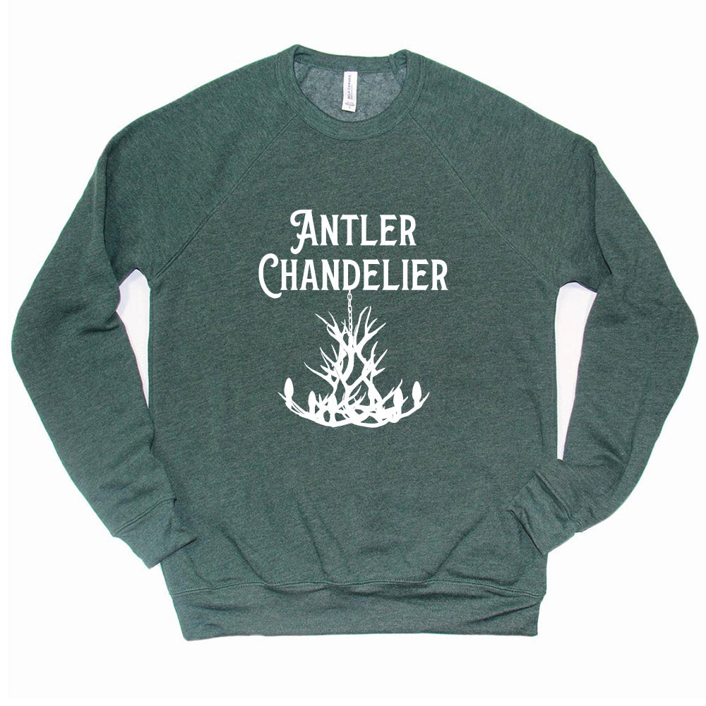 ANTLER CHANDELIER  unisex fleece raglan sweatshirt   classic fit