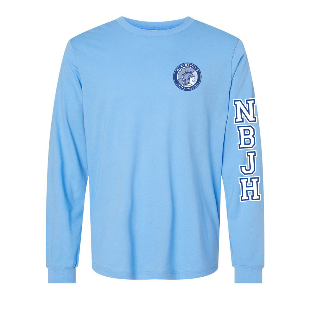 Badge Collegiate ~ Jersey Long Sleeve T-Shirt ~ Northbrook Junior High School-carolina blue