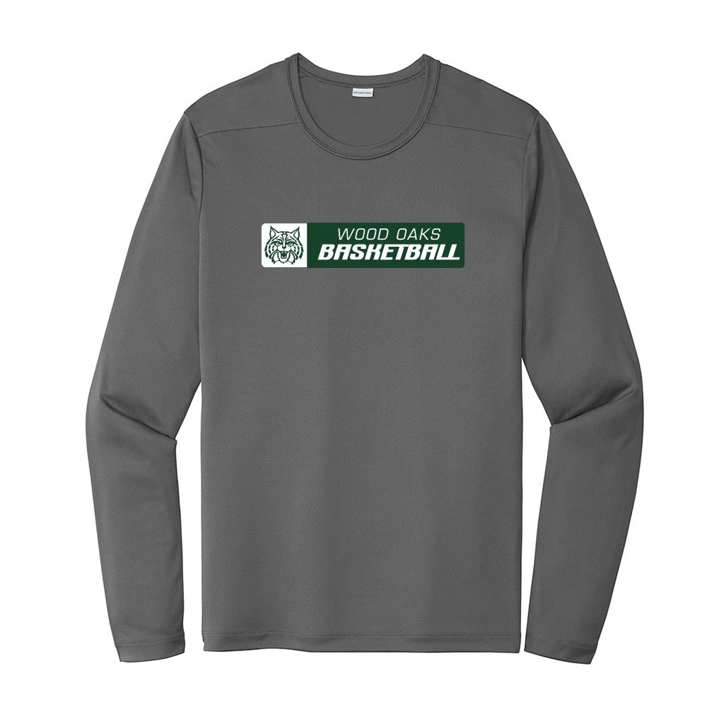 Basketball Banner ~ Long Sleeve Performance Tee ~ Wood Oaks Junior High Athletics