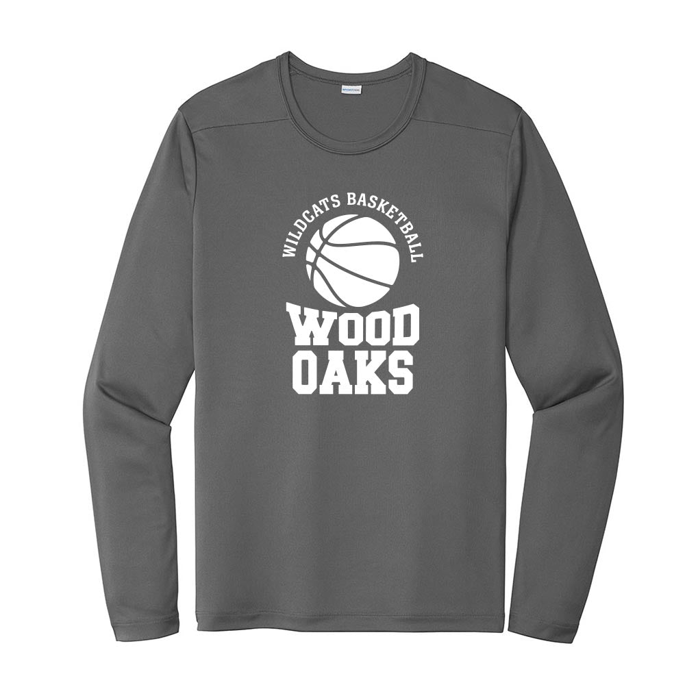 Basketball Stack ~ Long Sleeve Performance Tee ~ Wood Oaks Junior High Athletics