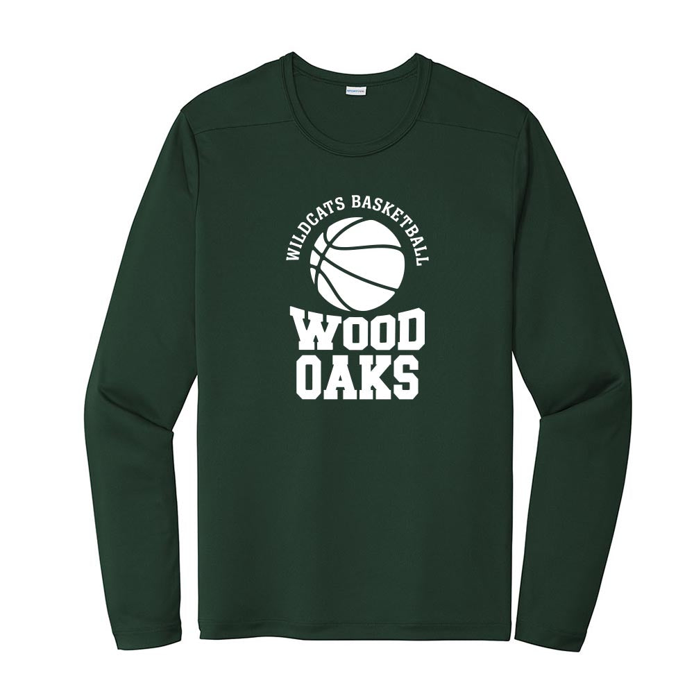Basketball Stack ~ Long Sleeve Performance Tee ~ Wood Oaks Junior High Athletics