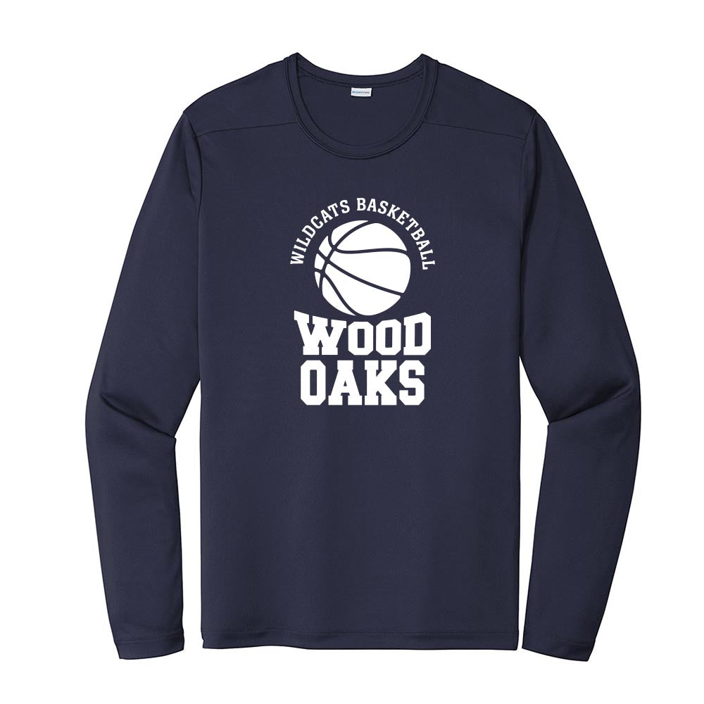 Basketball Stack ~ Long Sleeve Performance Tee ~ Wood Oaks Junior High Athletics