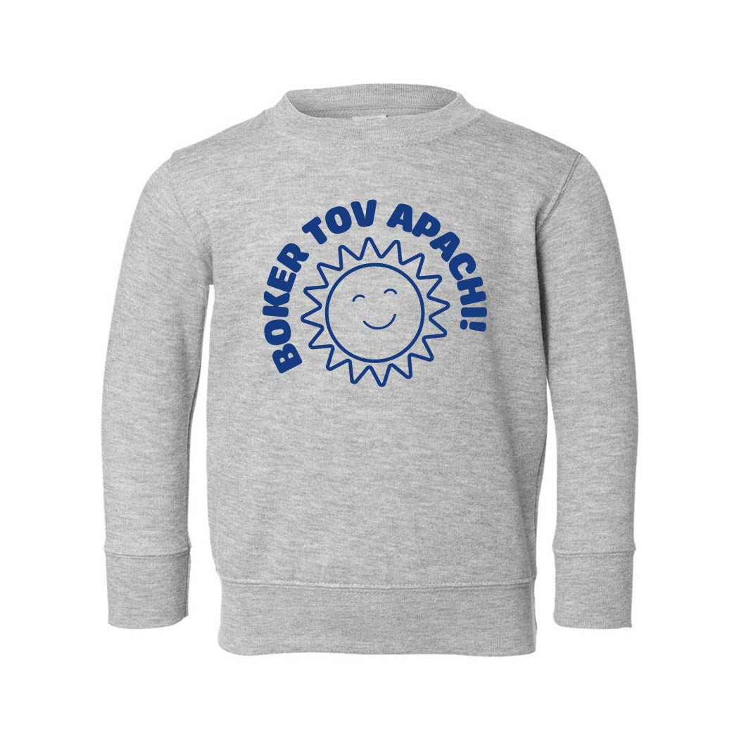 Boker Tov, Apachi ~ Toddler Crewneck Sweatshirt ~ Apachi Day Camp