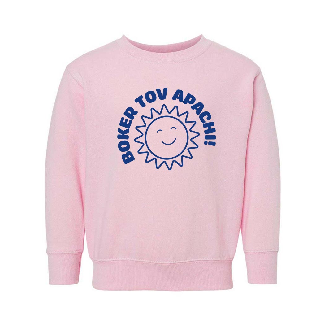 Boker Tov, Apachi ~ Toddler Crewneck Sweatshirt ~ Apachi Day Camp