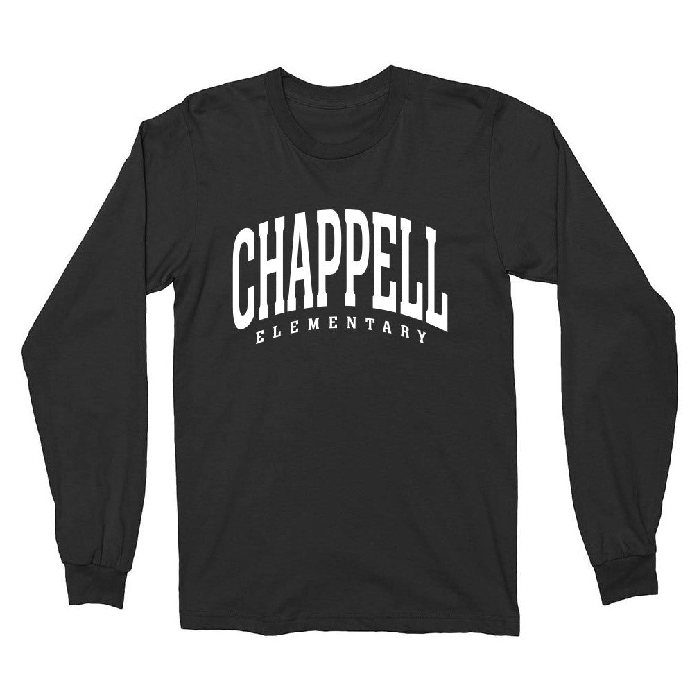 Classic Arc ~ Cotton Long Sleeve T-Shirt ~ Chappell Elementary School-black