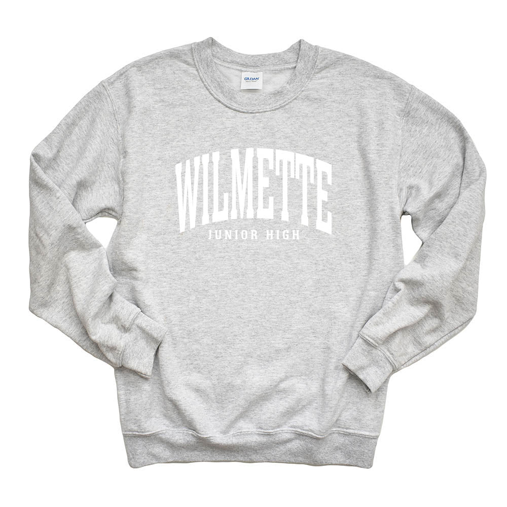 Classic Arc Wilmette ~ Crewneck Sweatshirt ~ Wilmette Junior High School-ash