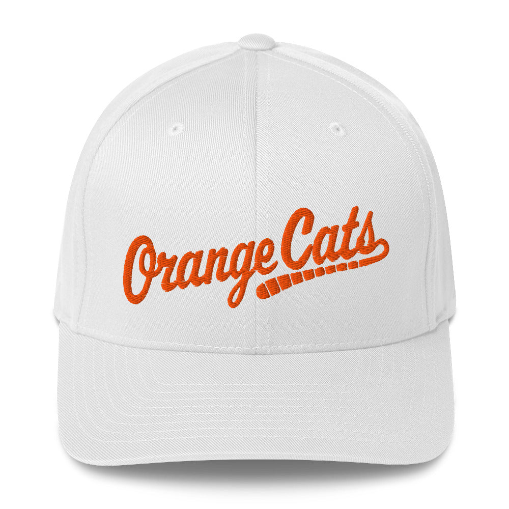 Embroidered OrangeCats ~ Closed-Back Structured Twill Cap ~ Evanston Baseball-white