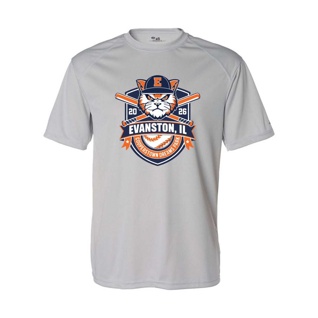 Cooperstown 2026 ~ Performance T-Shirt ~ Evanston Baseball-silver