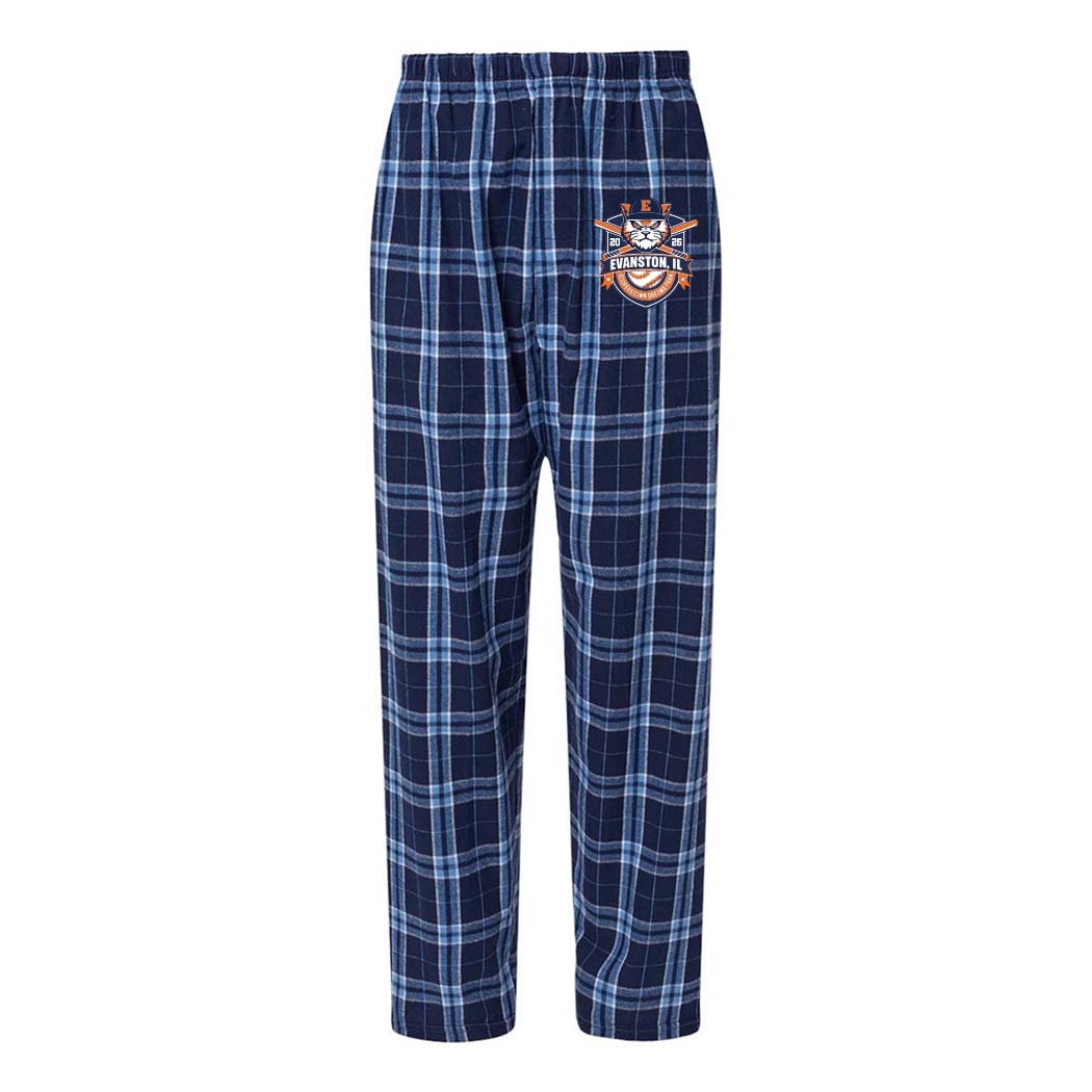 Cooperstown 2026 ~ Flannel Pants ~ Evanston Baseball-navy columbia plaid