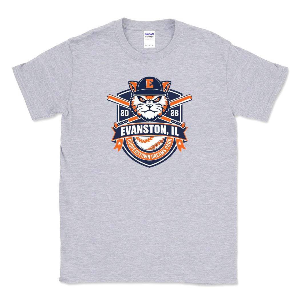 Cooperstown 2026 ~ Cotton T-Shirt ~ Evanston Baseball-sport grey