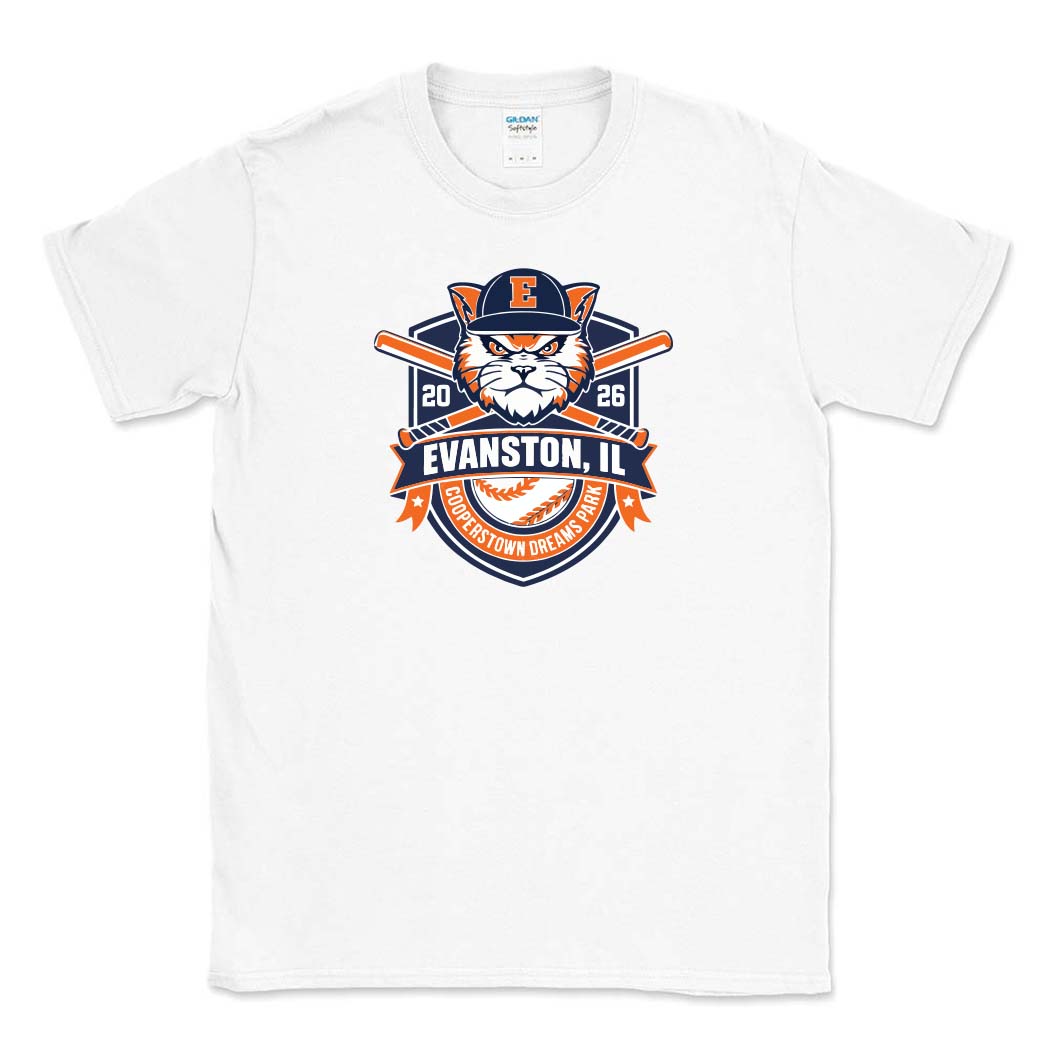Cooperstown 2026 ~ Cotton T-Shirt ~ Evanston Baseball-white