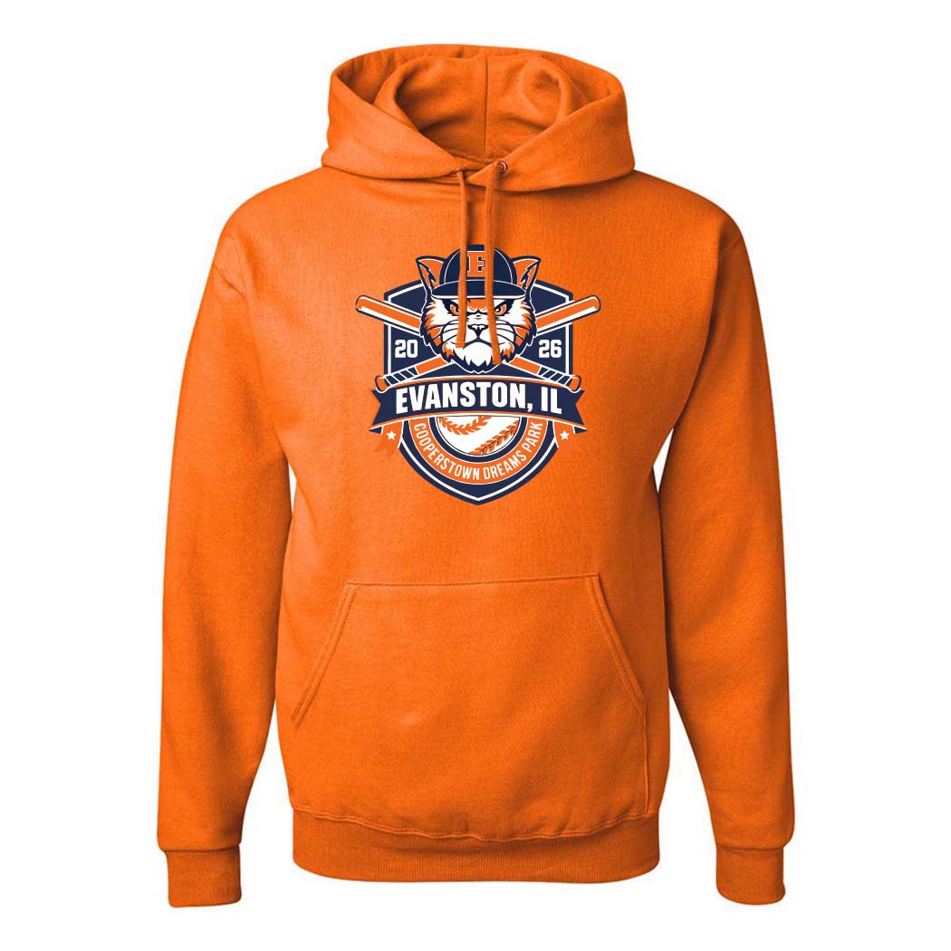 Cooperstown 2026 ~ Hoodie ~ Evanston Baseball-safety orange