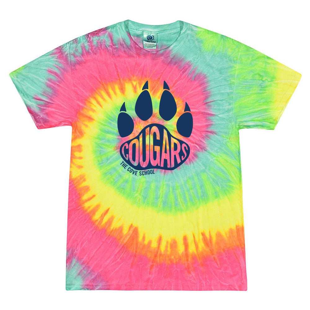 Cougars Paw ~ Tie Dye T-Shirt ~ The Cove School