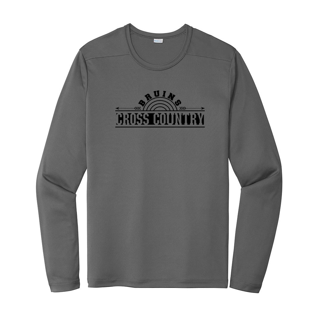 Cross Country Block ~ Long Sleeve Performance Tee ~ St. Robert Bellarmine Academy-dark smoke grey