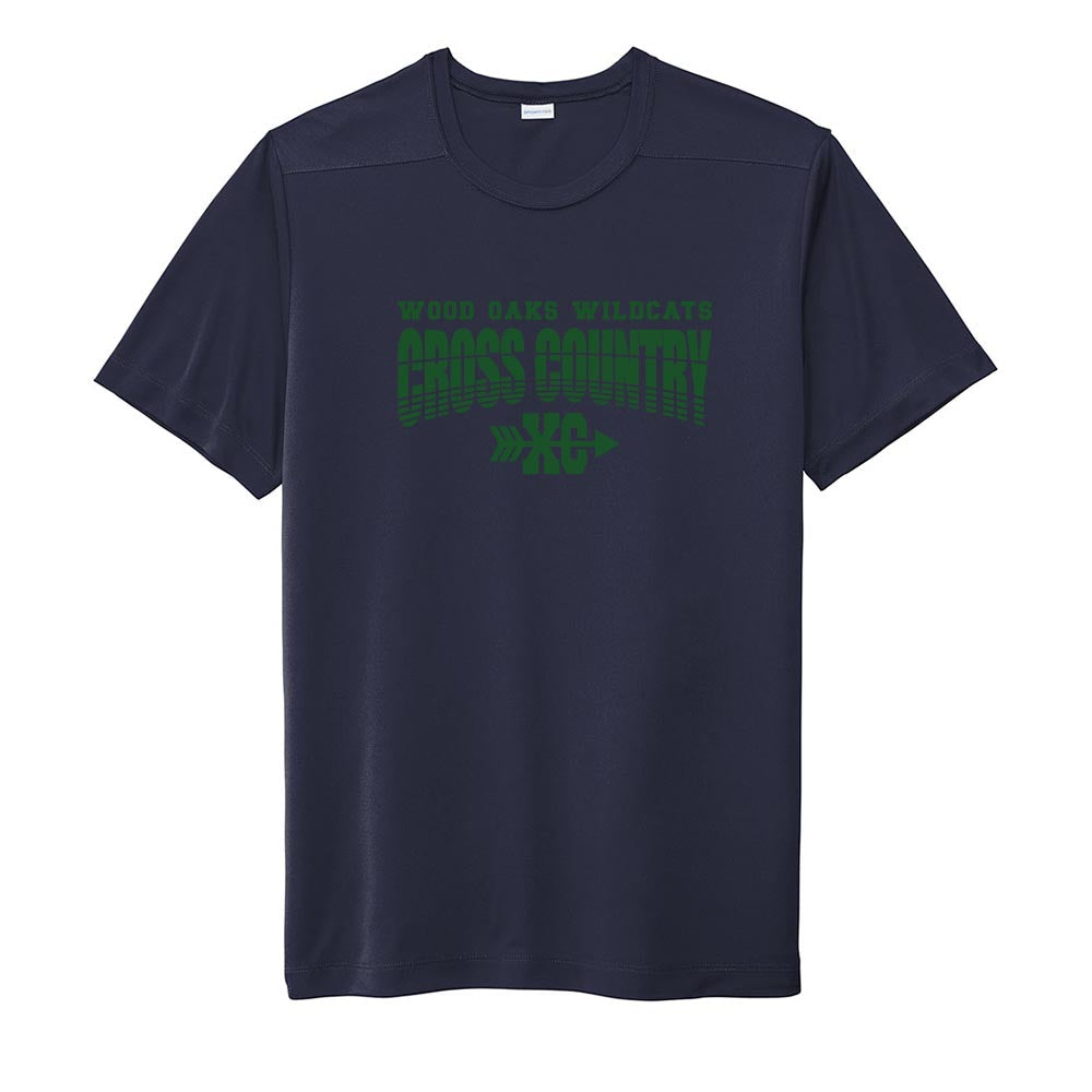 Cross Country Stripes ~ Performance Tee ~ Wood Oaks Junior High Athletics