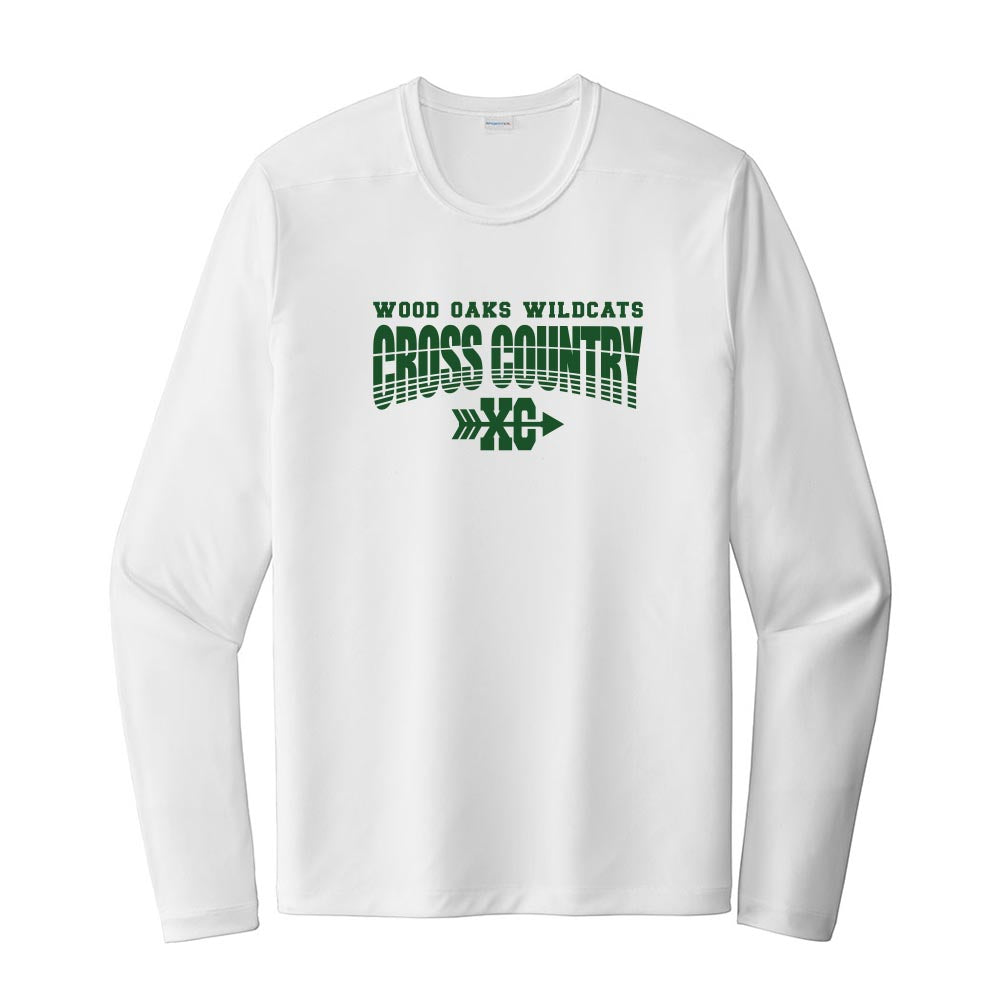 Cross Country Stripes ~ Long Sleeve Performance Tee ~ Wood Oaks Junior High Athletics