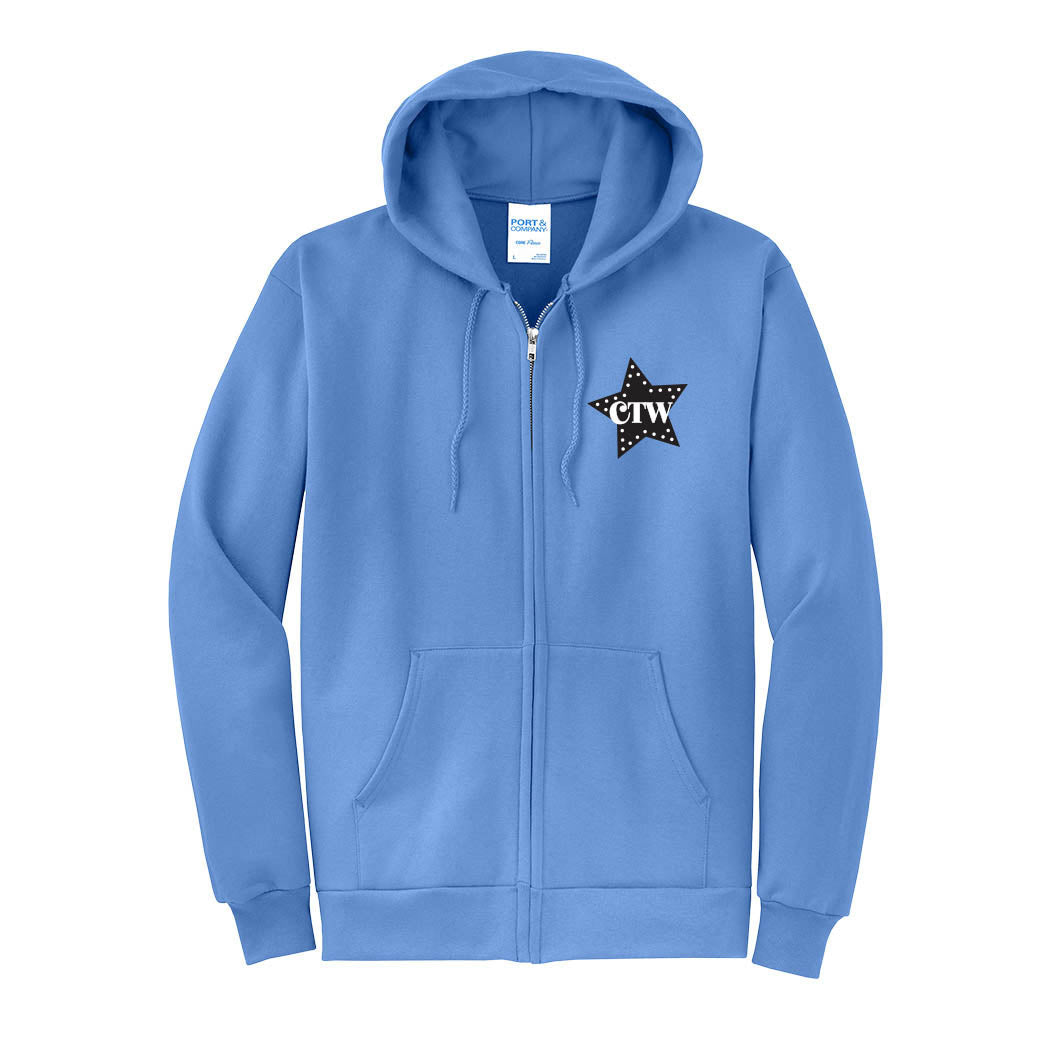 CTW - Logo ~ Zip Hoodie ~ Children's Theatre of Winnetka-carolina blue
