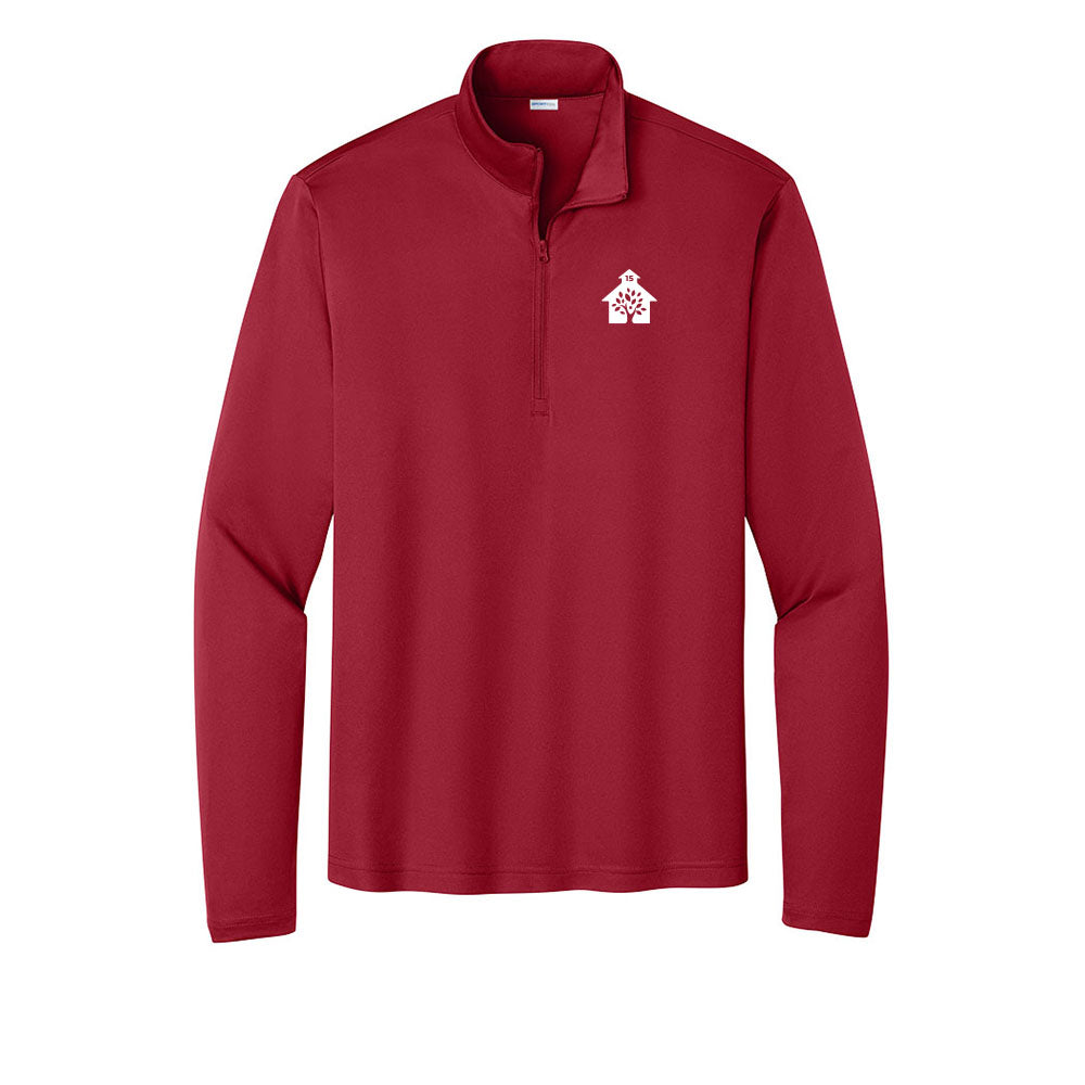 D15 Icon ~ PosiCharge Competitor 1/4-Zip Pullover ~ Community Consolidated District 15-deep red