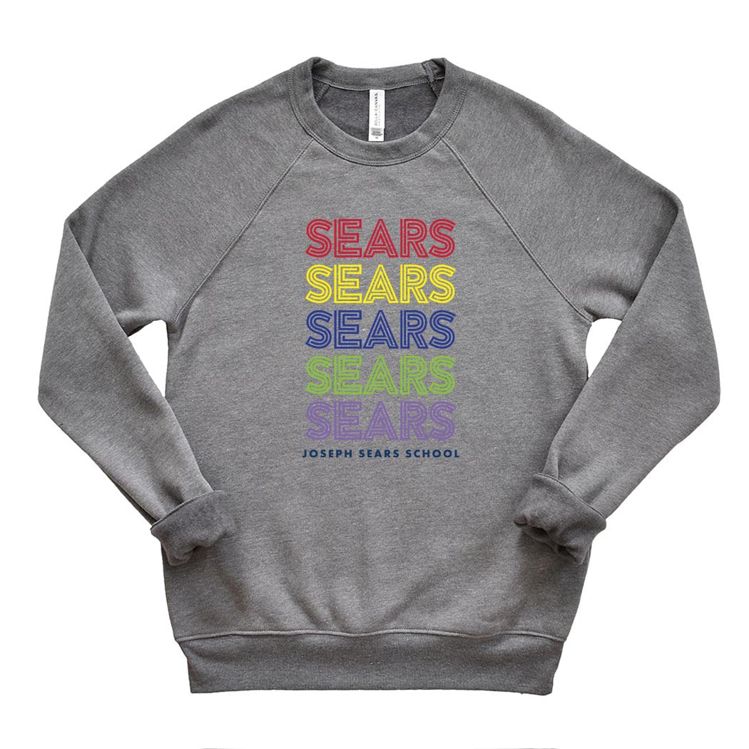 Deco Repeater ~ Raglan Sponge Fleece Crewneck Sweatshirt ~ Joseph Sears School