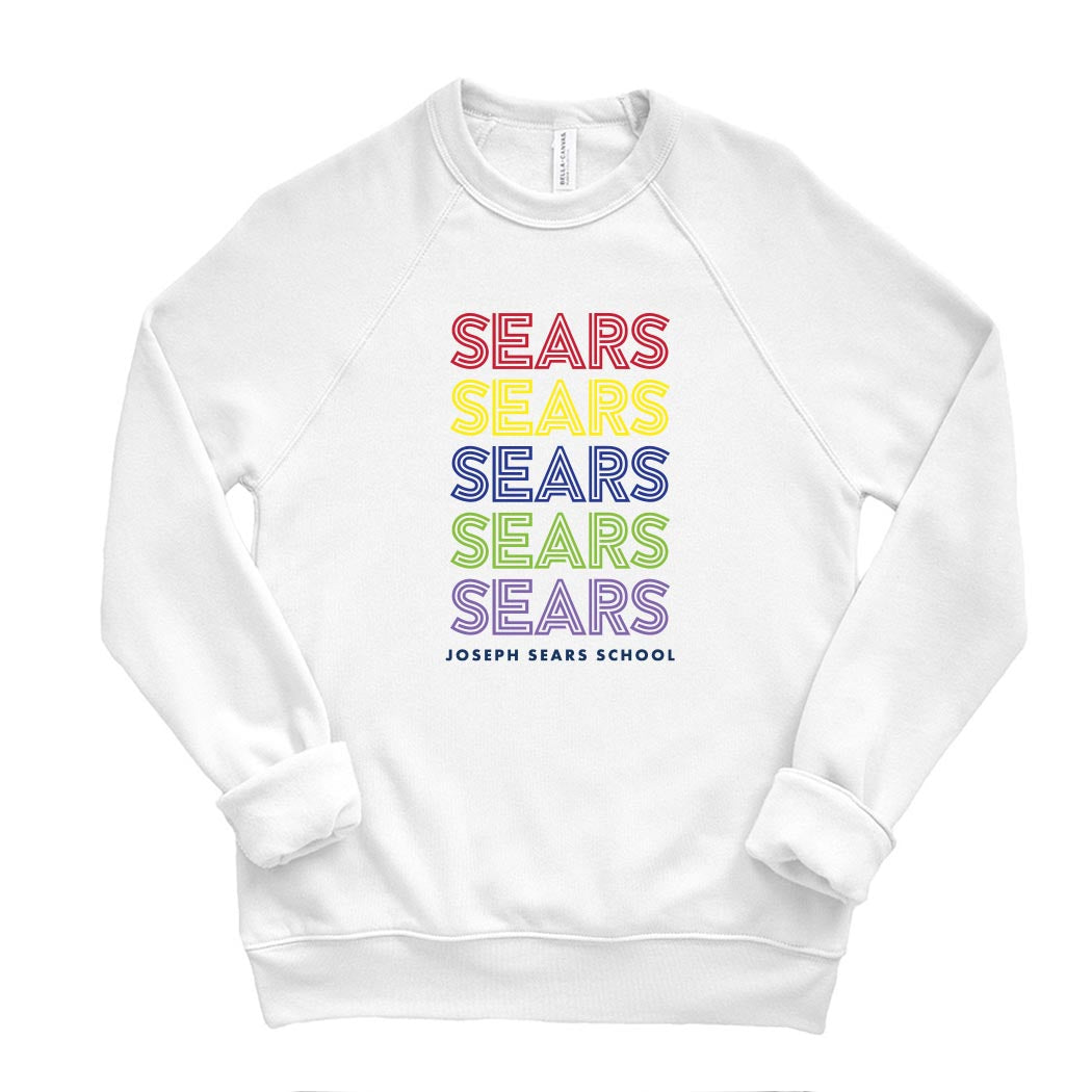 Deco Repeater ~ Raglan Sponge Fleece Crewneck Sweatshirt ~ Joseph Sears School