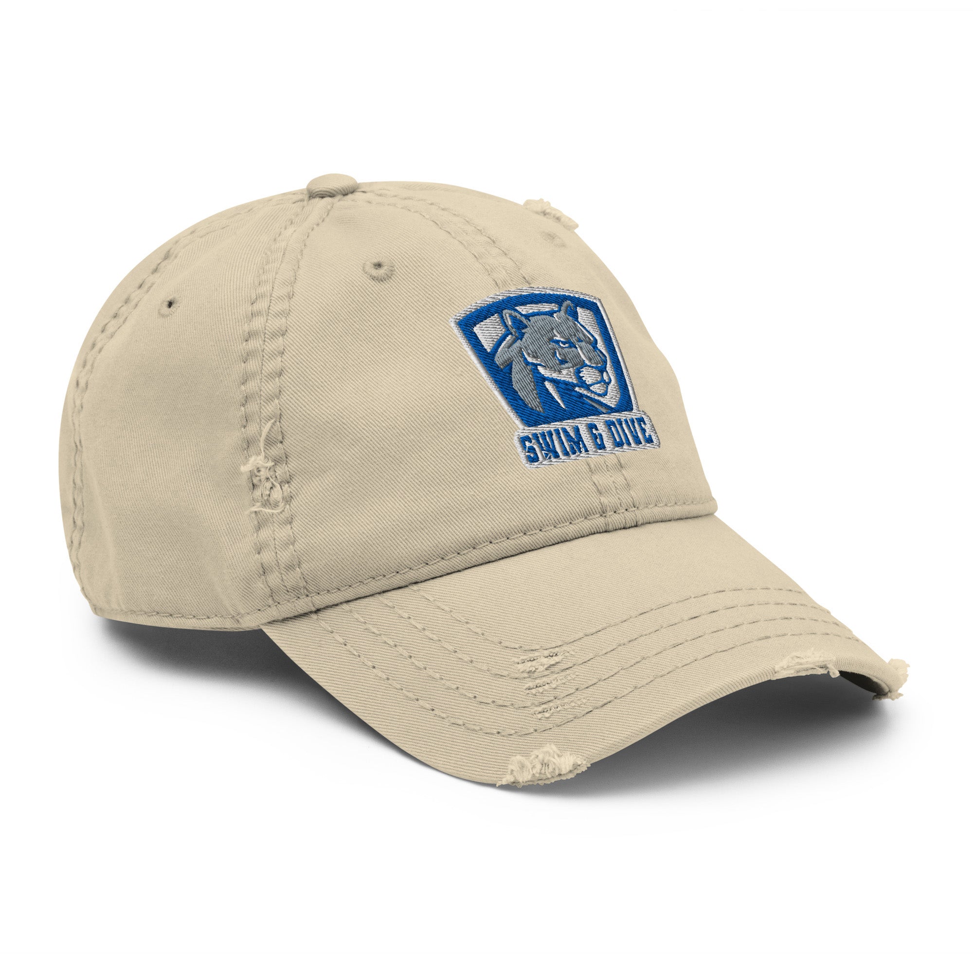 Embroidered VHHS Swim & Dive Badge ~ Distressed Dad Hat ~ Vernon Hills High School Swim & Dive